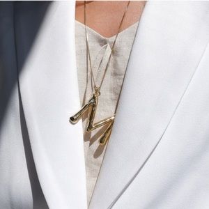 Gold plated M large pendant by Pilgrim Jewelry